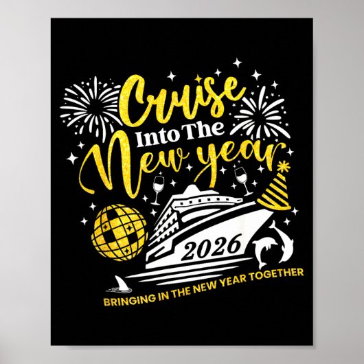 Cruise Into The New Year Funny 2026 Cruise Ship Wo Poster (Voorkant)