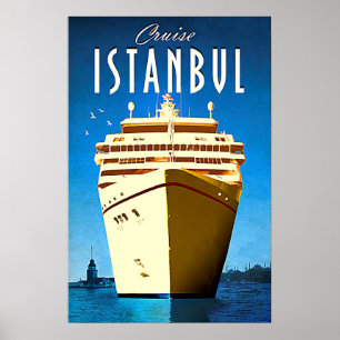 Cruise Istanbul, Middellandse Zee, Turkije, vintag Poster