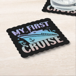Cruise Mijn eerste cruise 2025 Familie Vakantie Cr Kartonnen Onderzetters
