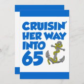 Cruise naar haar 65e verjaardagsuitnodiging kaart (Voorkant / Achterkant)