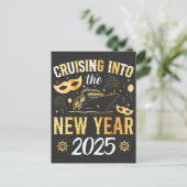Cruise naar het nieuwe jaar 2025 briefkaart (Staand voorkant)