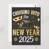 Cruise naar het nieuwe jaar 2025 briefkaart (Voorkant / Achterkant)