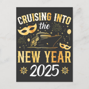 Cruise naar het nieuwe jaar 2025 briefkaart