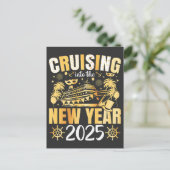 Cruise naar het nieuwe jaar 2025 briefkaart (Staand voorkant)