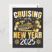 Cruise naar het nieuwe jaar 2025 briefkaart (Voorkant / Achterkant)