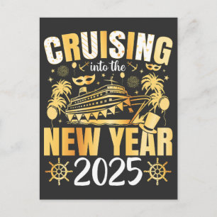 Cruise naar het nieuwe jaar 2025 briefkaart