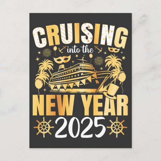 Cruise naar het nieuwe jaar 2025 briefkaart (Voorkant)