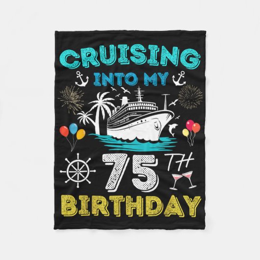 Cruise naar mijn 75e verjaardag 75 jaar oud fleece deken (Voorkant)