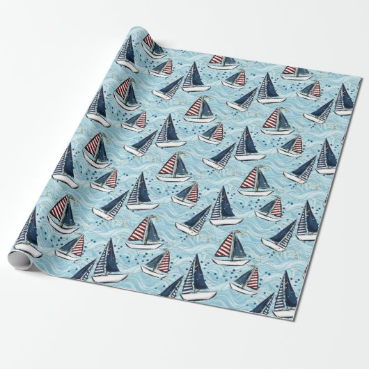 Cruise Nautical Patriotic Pattern  Cadeaupapier (Uitgerold)