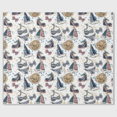 Cruise Nautical Patriottisch Patroon  Cadeaupapier (Vlak)