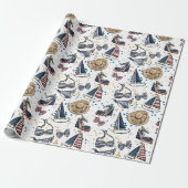 Cruise Nautical Patriottisch Patroon  Cadeaupapier (Uitgerold)