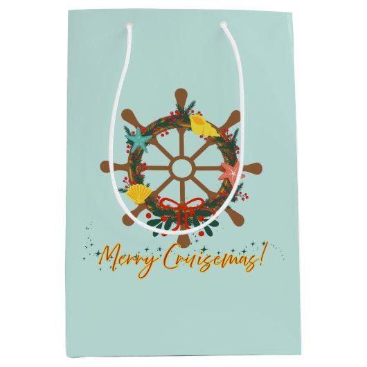 Cruise op nautische kerstdagen medium cadeauzakje (Voorkant)