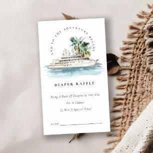Cruise Palm Seascape Diaper Baby shower Raffle Informatiekaartje