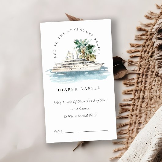 Cruise Palm Seascape Diaper Baby shower Raffle Informatiekaartje