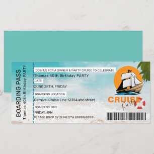 Cruise Party 40 Verjaardagsfeestinstapkaart