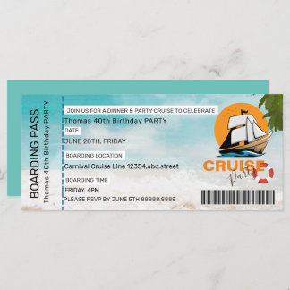 Cruise Party 40 Verjaardagsfeestinstapkaart