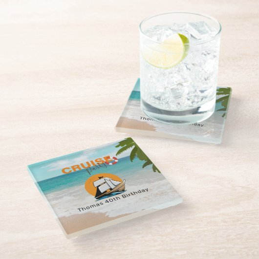Cruise Party 40 verjaardagsfeestje Glazen Onderzetter (Schuin)