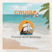 Cruise Party 40 verjaardagsfeestje Glazen Onderzetter (Voorkant)