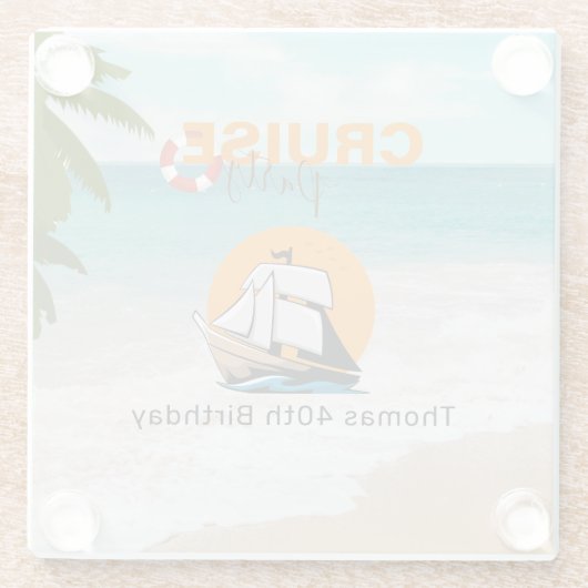 Cruise Party 40 verjaardagsfeestje Glazen Onderzetter (Achterkant)