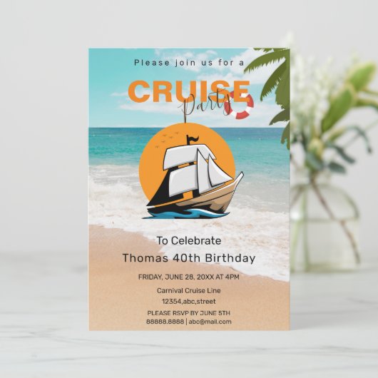 Cruise Party 40 verjaardagsfeestje Kaart (Staand voorkant)