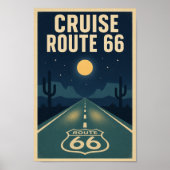 Cruise Route 66 Middernacht Litho Poster (Voorkant)