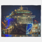 CRUISE SCHIP 's nachts Fleece Deken (Voorkant (Horizontaal))