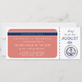 Cruise Ship Anchor Boarding Pass Wedding Invite Kaart (Voorkant)