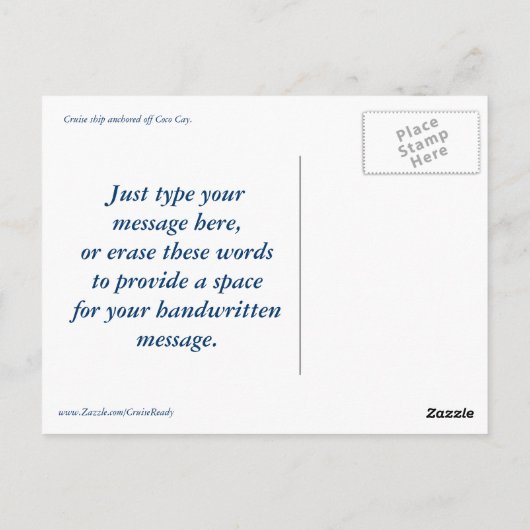 Cruise Ship at CocoCay Custom Briefkaart (Achterkant)