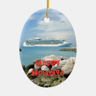 Cruise Ship at CocoCay Custom Keramisch Ornament
