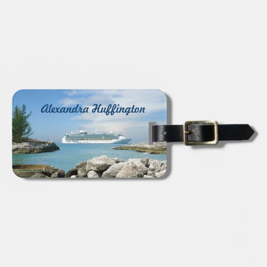 Cruise Ship at CocoCay Personalized Bag Label Bagagelabel (Voorkant horizontaal)