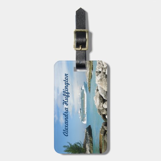 Cruise Ship at CocoCay Personalized Bag Label Bagagelabel (Voorkant verticaal)