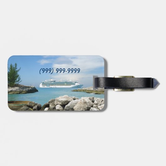 Cruise Ship at CocoCay Personalized Bag Label Bagagelabel (Achterkant horizontaal)