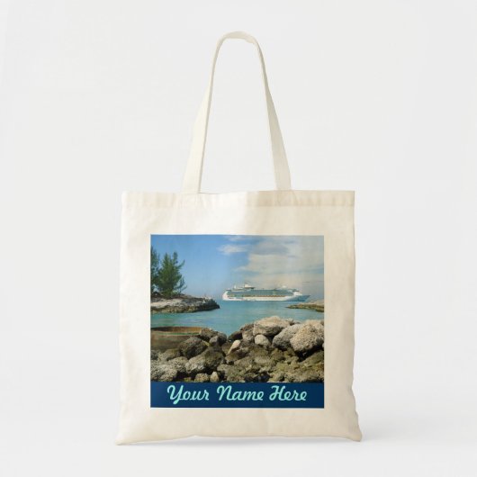 Cruise Ship at CocoCay Persoonlijke naam Tote Bag (Voorkant)