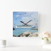 Cruise Ship at CocoCay Square Wall Clocks Vierkante Klok (Huis)
