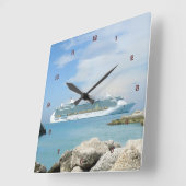 Cruise Ship at CocoCay Square Wall Clocks Vierkante Klok (Hoek)