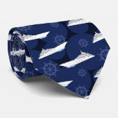 Cruise Ship Blue Designer Stropdas (Opgerold)