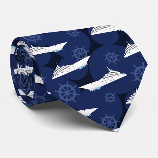 Cruise Ship Blue Designer Stropdas (Opgerold)