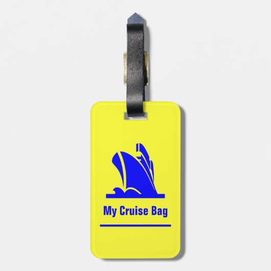 Cruise Ship Blue en Yellow Bagagelabel (Achterkant verticaal)