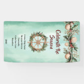 Cruise Ship Christmas Holiday Coastal Cabin Door Spandoek (Horizontaal)