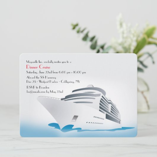 Cruise Ship Dinner Cruise Invitation Kaart (Staand voorkant)