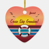 Cruise Ship Grandma - Gepersonaliseerd hart Keramisch Ornament (Voorkant)