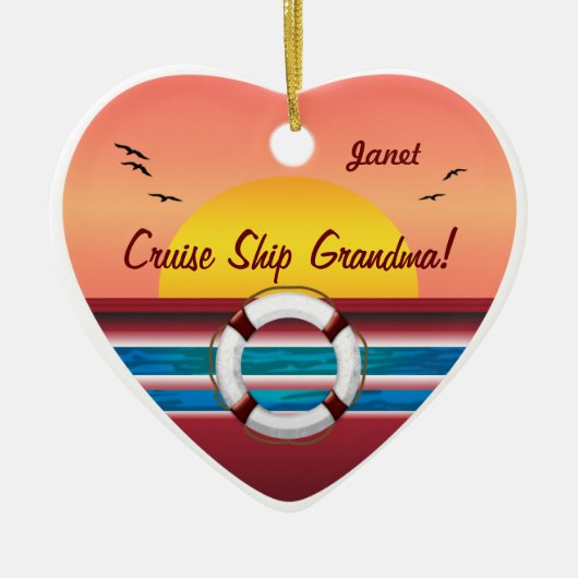 Cruise Ship Grandma - Gepersonaliseerd hart Keramisch Ornament (Voorkant)