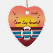 Cruise Ship Grandpa - Gepersonaliseerd hart Keramisch Ornament (Rechts)