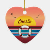 Cruise Ship Grandpa - Gepersonaliseerd hart Keramisch Ornament (Achterkant)
