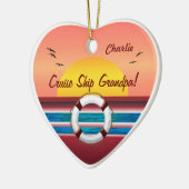 Cruise Ship Grandpa - Gepersonaliseerd hart Keramisch Ornament (Links)
