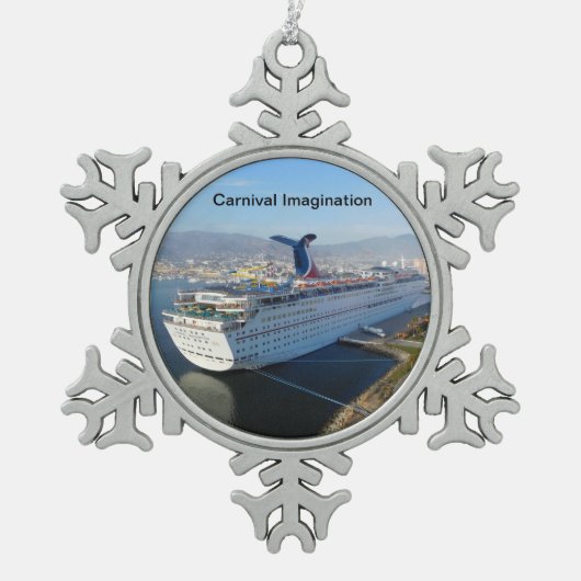Cruise Ship kerstversiering Tin Sneeuwvlok Ornament (Voorkant)