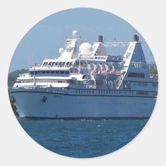 Cruise Ship Leaving Mahon Ronde Sticker (Voorkant)