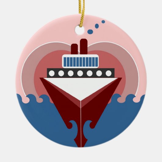 Cruise Ship Love Double Sided Round Ornament (Voorkant)