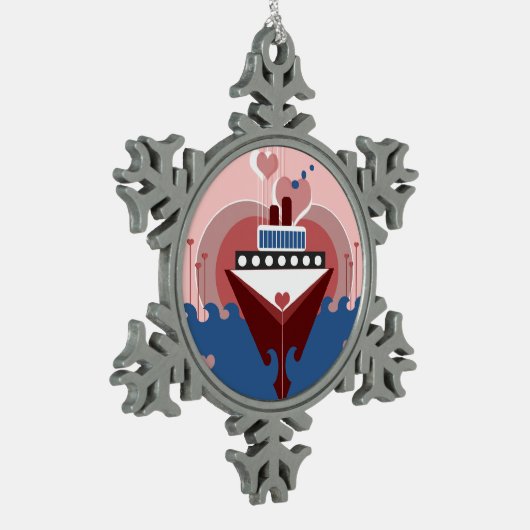 Cruise Ship Love Pewter Snowflake Ornament (Links)