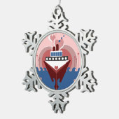 Cruise Ship Love Pewter Snowflake Ornament (Rechts)
